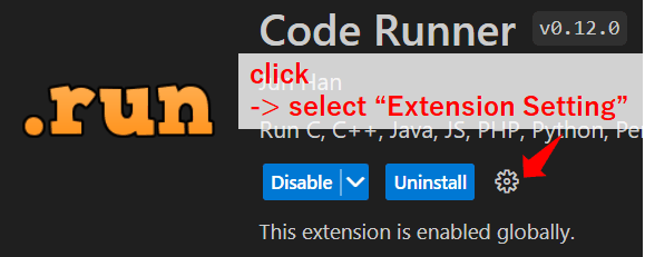 code runner setting